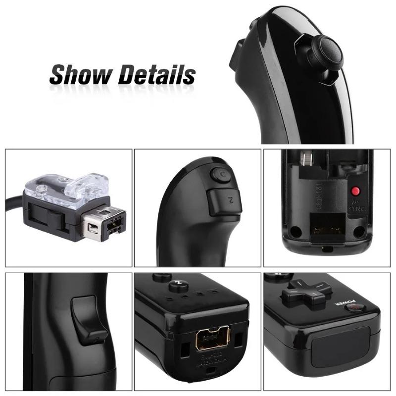 For Wii/Wii U Wireless Controller Set – Left Nunchuk Joystick / Right Vibration Remote with Silicone Cover & Wrist Strap