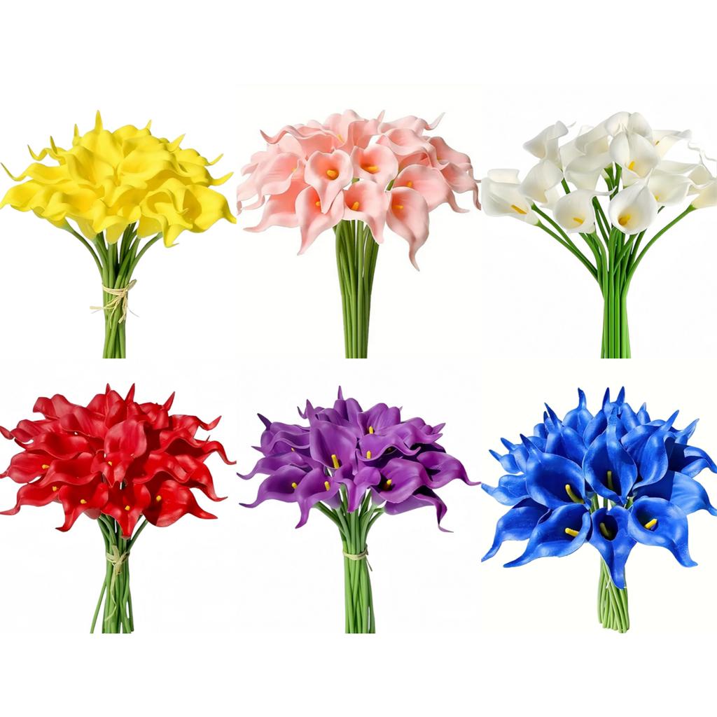 10 Stück PU Künstliche Calla Lilien 35 cm Strauß für Hochzeitszeremonie, Tischdekoration und Heimdekoration
