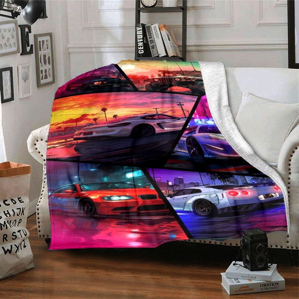 1pc Grand Theft Auto Soft Flannel Blanket with Designer Print A cozy blanket for all seasons, perfect for the couch, bed, office