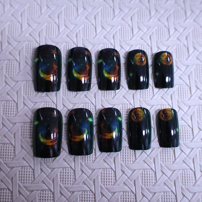 New 24-piece manicure, European, American simple dream star planet moon rectangular wearing nail piece
