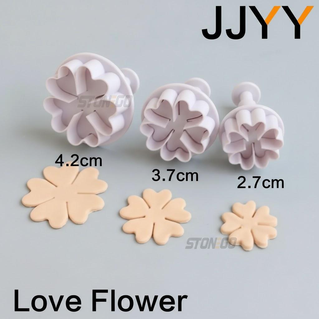 3Pcs Clay Mould Flip Candy DIY Oval Rhombus Love Heart Spring Press Mould Cake Pasta Buns Baking Tool