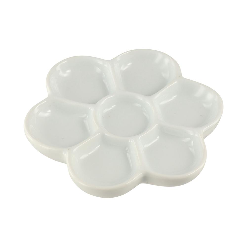 Portable Ceramic Paint Palette 6/7/8/9 Grids Porcelain Palette Mixing Colour Tray  Watercolor Dish