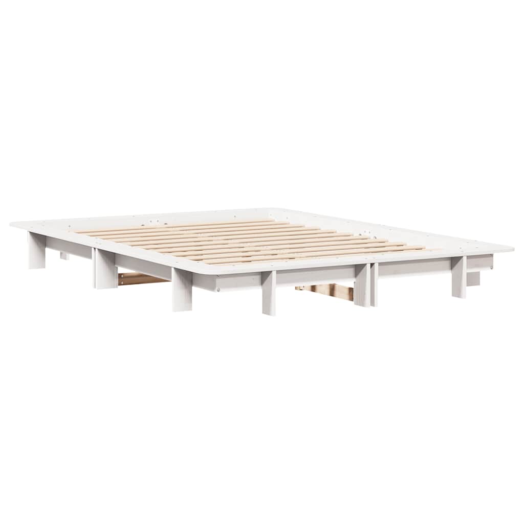 Vidaxl Rama Łóżka Bez Materaca, Biała, 150X200 Cm, Lite Drewno Sosnowe