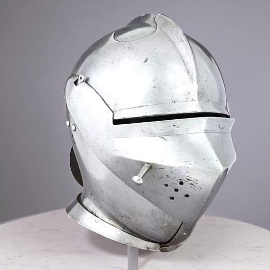 Handgefertigter 18 Gauge Stahl Italienischer Armet Helm SCA LARP Cosplay Rüstung
