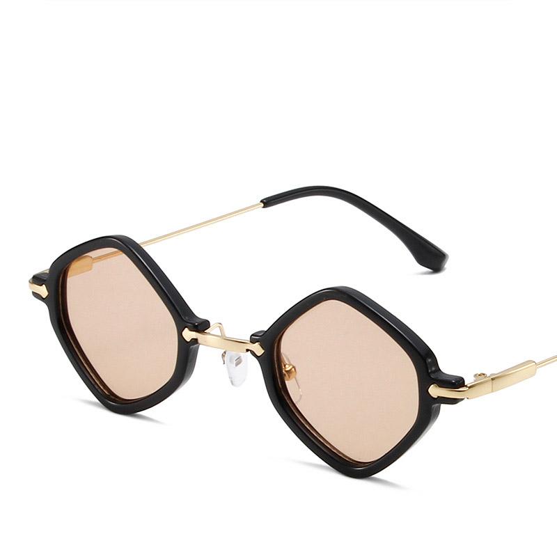 Unpolarisiert Neue Vintage Rhombus Punk Hip Hop Sonnenbrille Damen Koreanisch Quadratisch Kleiner Rahmen Metall Klein Persönlichkeit Verlauf Sonnenbrille Shades