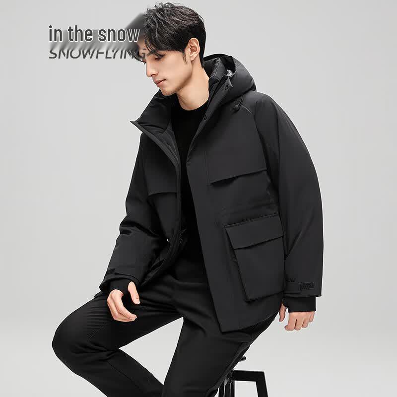 SNOWFLYING Men's Windproof Hooded Down Jacket