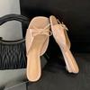 Fashion Female Low Heel Footwear Wedges Slippers Slides Shoes For Women Fashion Butterfly-Knot Ladies Heeled Slippers Sandals Shoes