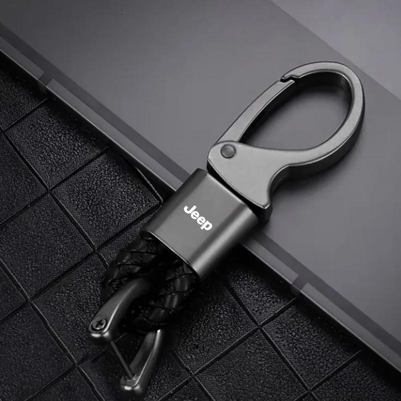 För Jeep Läder Metall Bil Nyckelring Bil Nyckelring För Gåva För Jeep Grand Wrangler JL JK Renegade Compass Gladiator Cherokee P