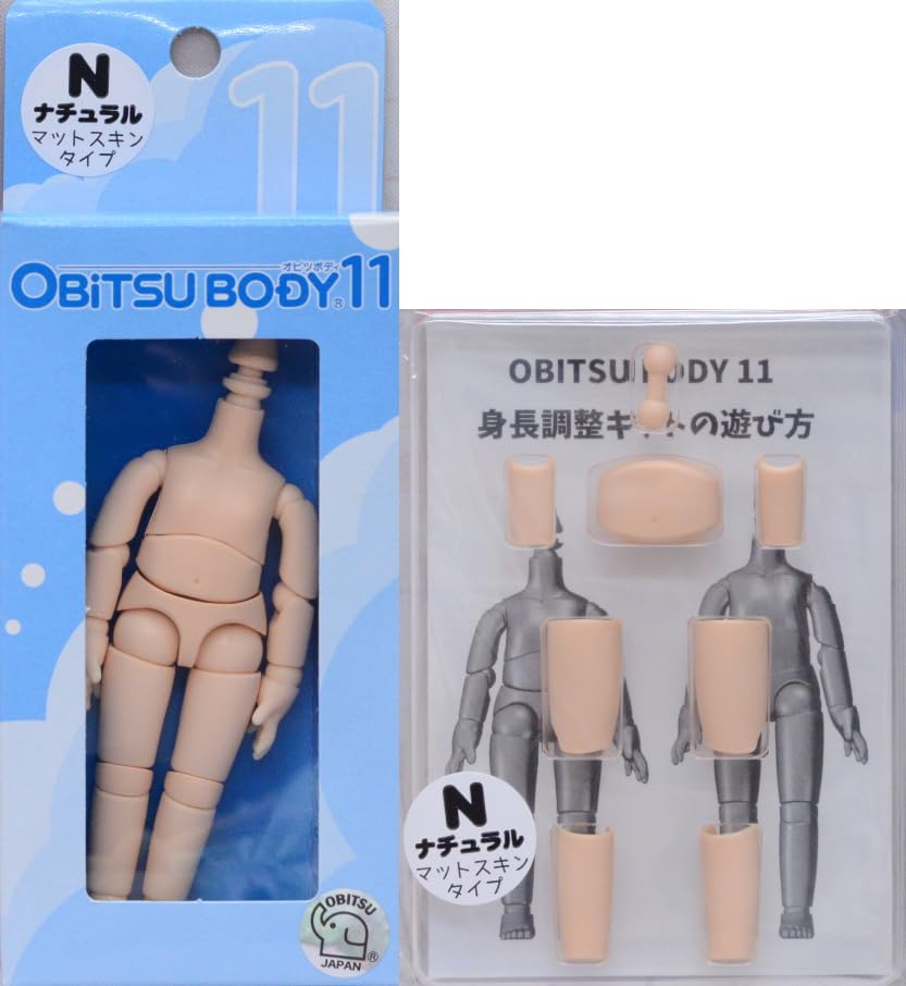 Obitsu Manufacturing Obitsu 11cm Body & OBITSU11 Height Adjustment Kit, Matte Skin, Natural, 11BD-D01MN 11AC-D02MN Set