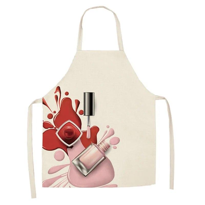 Nail Polish Themed Printed Apron Unisex Dinner Bib Kitchen Cooking Baking Apron Cleaning Accessories