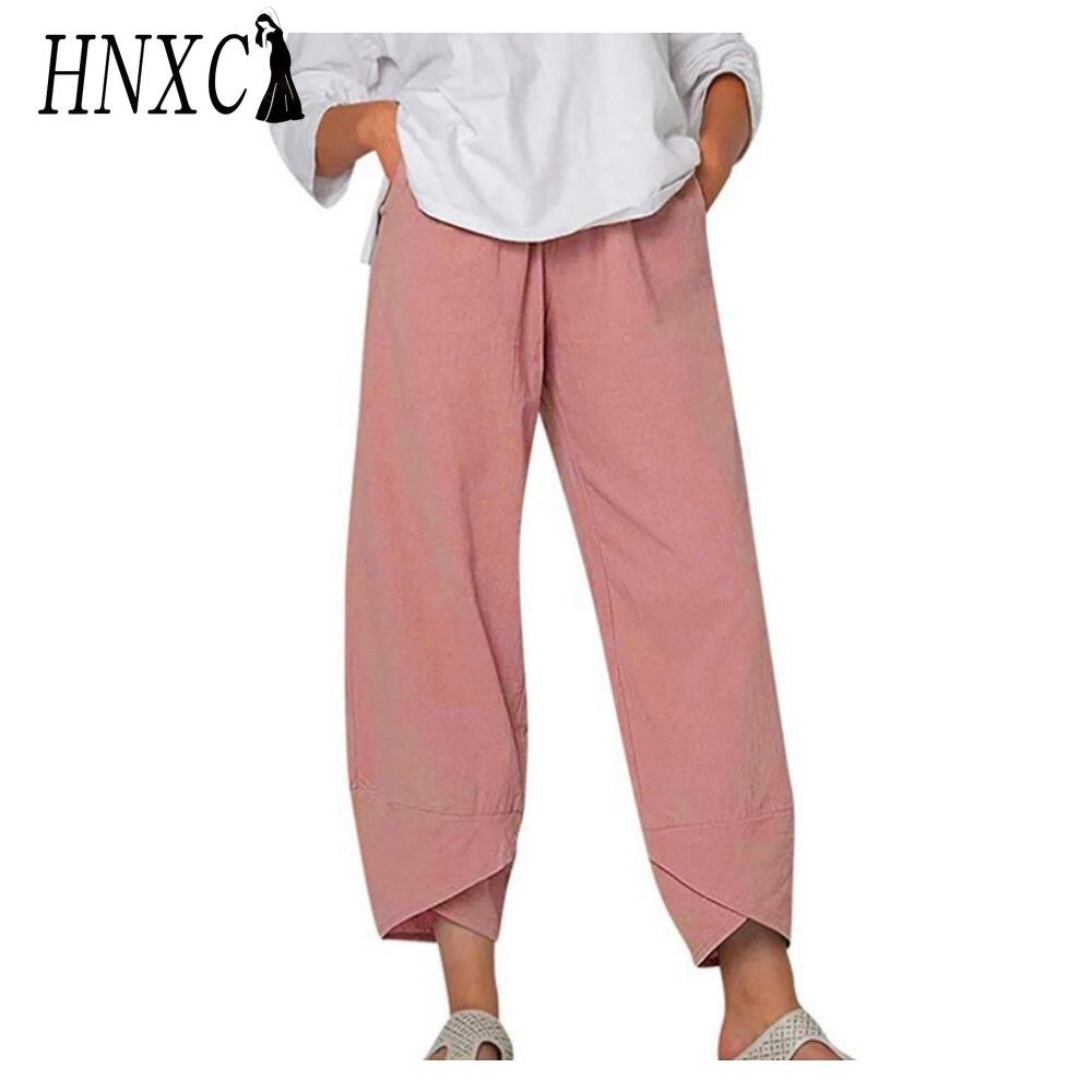 HNXC Damenmode, lässig, einfarbig, bedruckt, hohe Taille, Hosen und Caprihosen