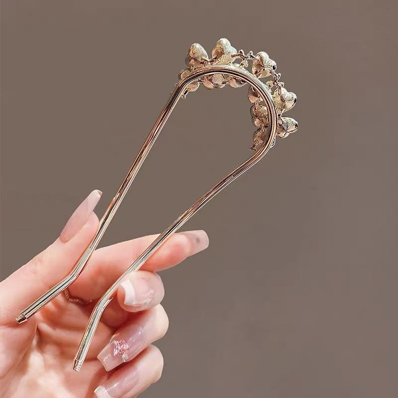 High end metal U-shaped hair clip for women, simple hair accessory, braided hair clip, fashionable girl headwear