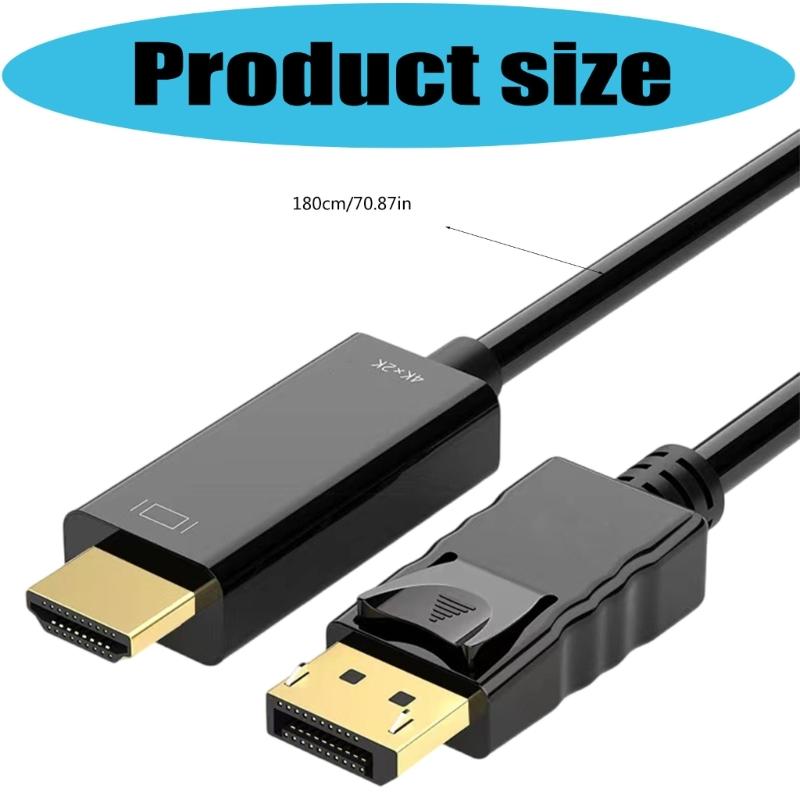 DisplayPort To HDTV 6feet 4K UHD Video Cable With Gold Plate Connectors For Gaming Computer Setups