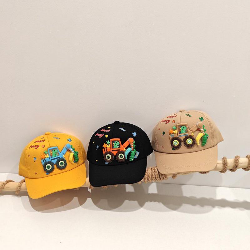 Spring Kids' Cartoon Excavator Baseball Cap - Cute, Versatile Sun Hat for Boys & Girls