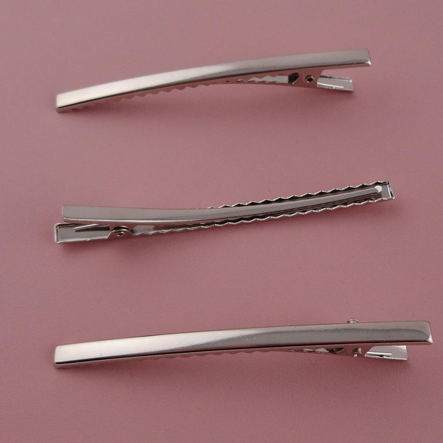 50PCS/bag 8cm Slim Rectangle Metal Alligator Hair Clip Plain Long Hairpins for DIY Women Hair Accessories