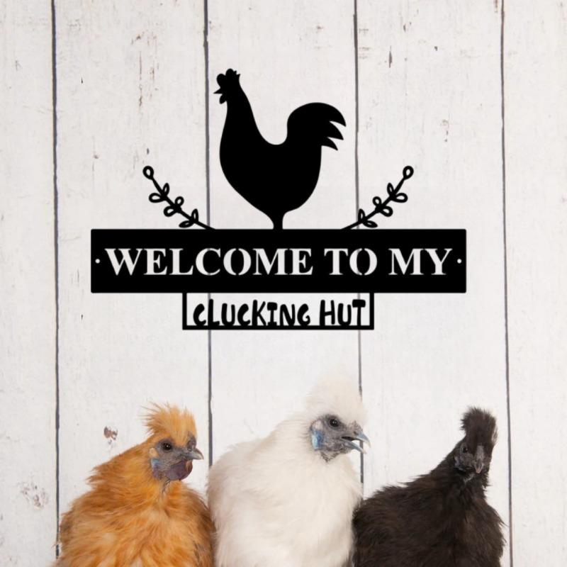 Metal Chicken Coop Sign Laser Cutting Metal Chicken House Sign Wall Hanging Decoration for Home Decoration Indoor and Outdoor