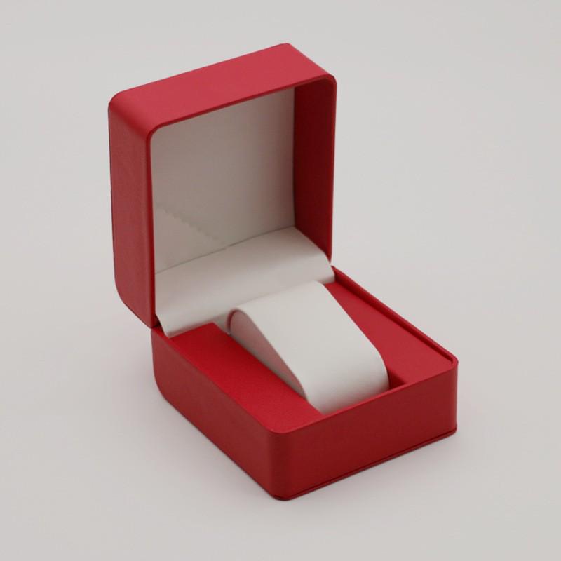 Rounded Corner PU Leather Single Watch Storage Box with Threaded Flip Cover