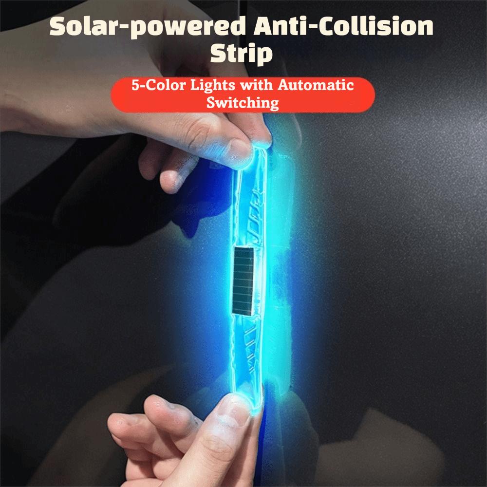 1pc Solar Powered Car Anti-collision Warning Light Door Handle Protector Car Decorations