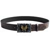 Retro hollow yellow butterfly buckle wide belt, flower embossed PU versatile denim belt wholesale