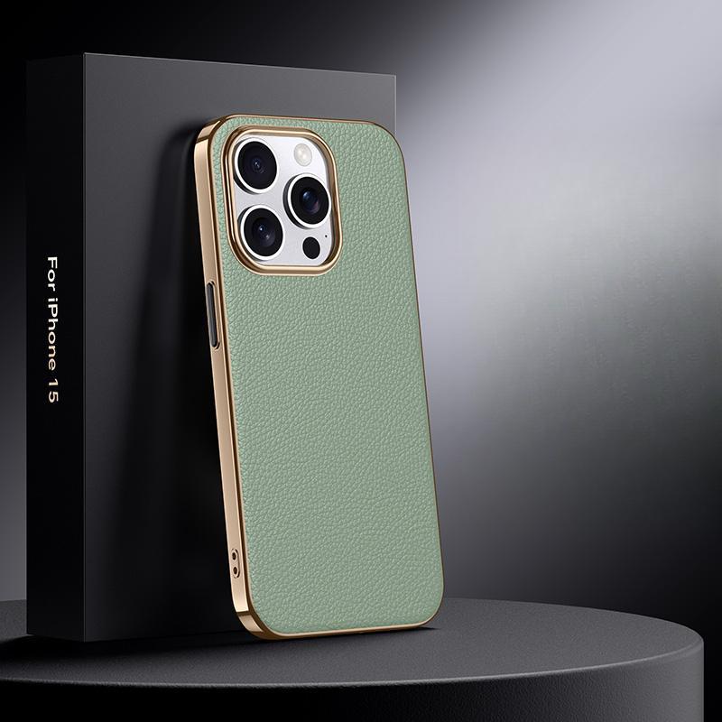 Această Piele Este Potrivită pentru Stratul Superior al Husei de Telefon Apple 15promax, Husa din Piele Galvanizată Business Anti-cădere pentru iPhone 14 13