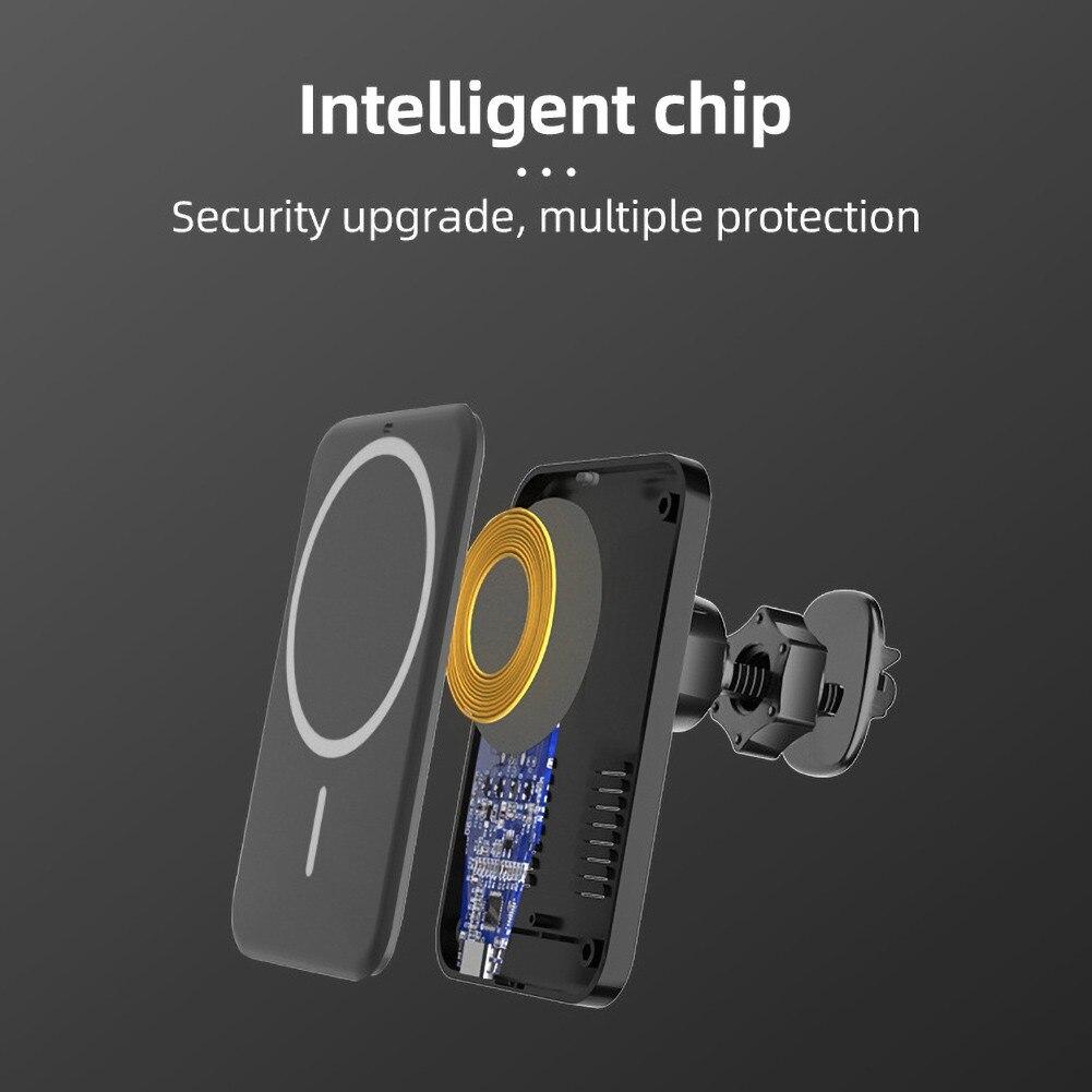 15W Magnetická Bezdrátová Nabíječka do Auta, Vhodná pro iPhone 12 Série Adsorpční Bezdrátové Nabíjení Držák Telefonu do Auta Typ-C