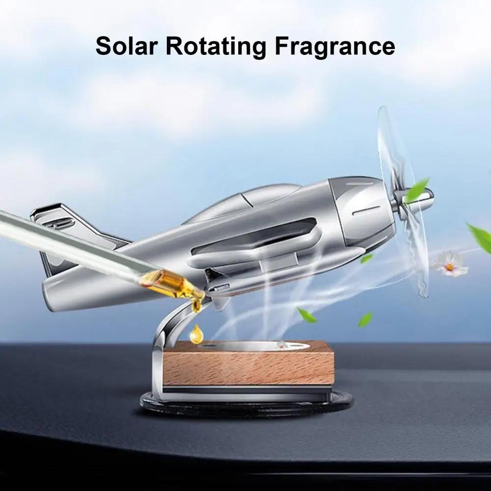 Solar Airplane Car Diffuser Wooden Base Essential Oil Aromatherapy Diffuser for Vehicle Decoration Perfume Not Included