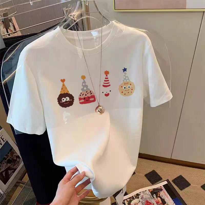 Niche Non-collision Front Shoulder Pure Cotton Short-sleeved T-shirt Women's New Fashionable Versatile Foreign Style Thin Top Summer