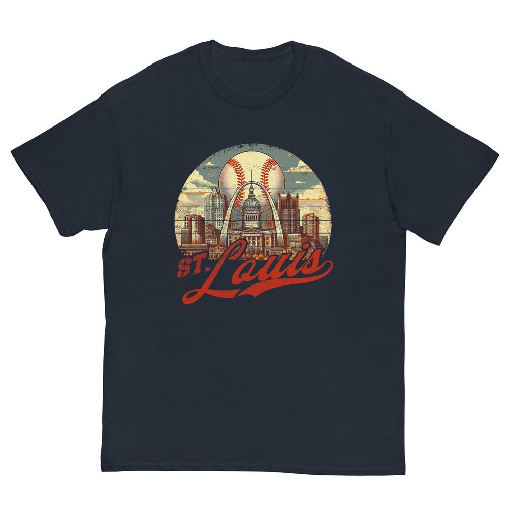 Vintage St Louis Skyline Gameday Retro Baseball TShirt S