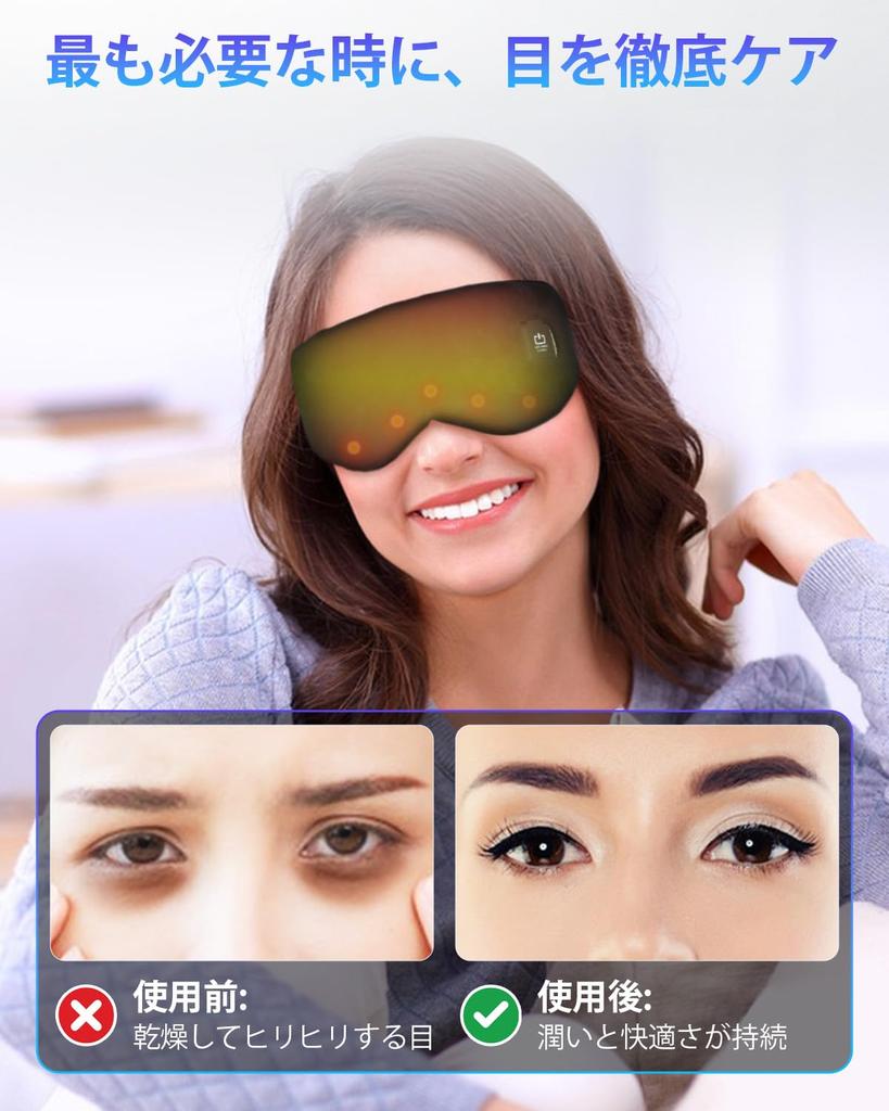 Rechargeable Cordless Hot Eye Mask with 3 Temperature Settings Fast Light and a Washable Soft and Fluffy Cover for Better Sleep and Relaxation for and