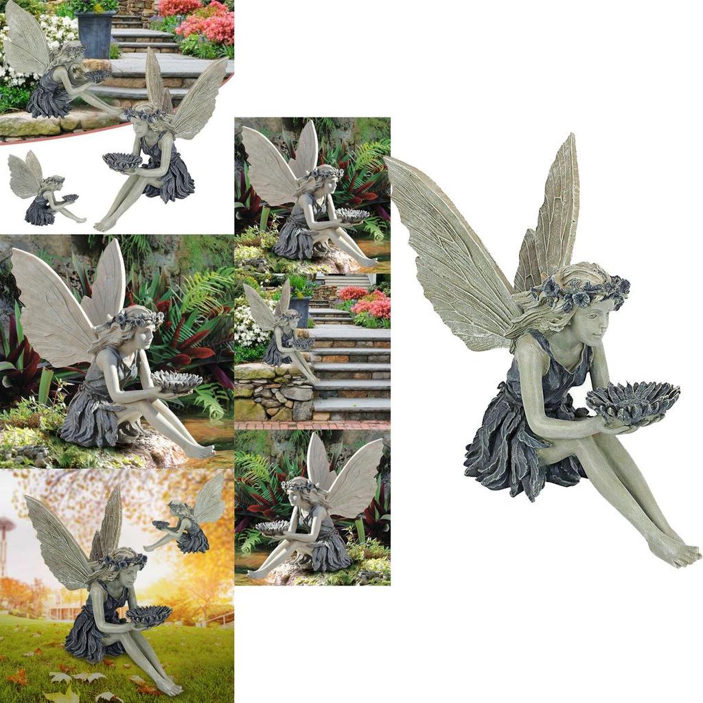 Enchanting Sitting Fairy Garden Statue Crafted From High-quality Durable Resin