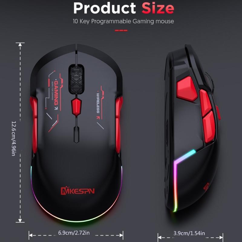 2.4G Wireless Mouse for Laptop Ergonomic Computer Mouse Adjustable 10000DPI 10 Button Cordless Mouse Wireless Mouse