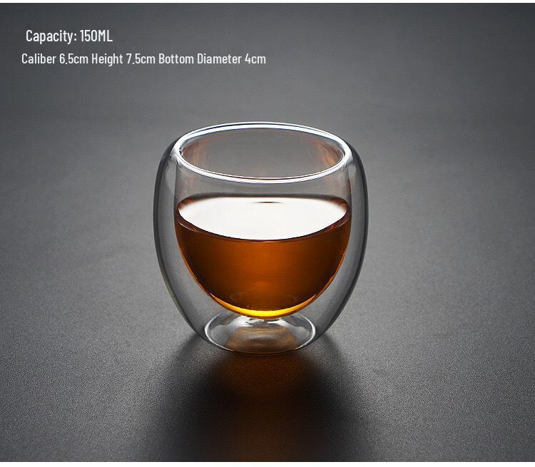 In-Stock Heat-Insulating Double-Layer Glass Coffee Cup - Transparent, Egg-Shaped, High-Design Milk Cup 250ml