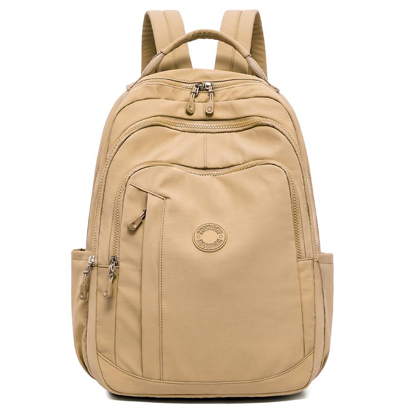 Women's Backpack Solid Color Nylon Backpack Large Capacity Water-repellent Student Schoolbag