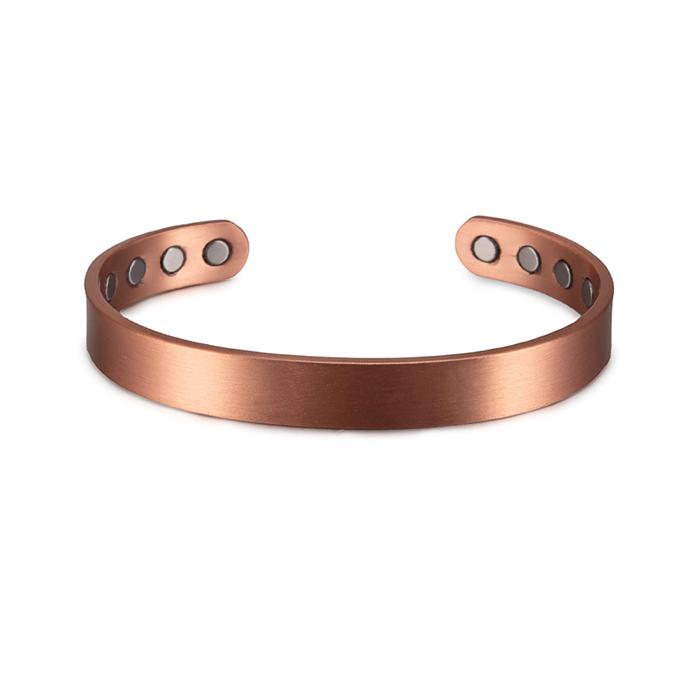 Vinterly Matte Pure Copper Bracelets Men Magnetic Arthritis Adjustable 10mm Wide Open Cuff High Magnet Energy Bangles Resizable