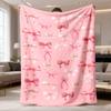 2026 New Arrival Flannel Blanket 1pc Cozy Pink Bow Print Flannel Throw Blanket - Soft, All-Season Comfort for Couch, Bed, Office, and Travel - Perfect