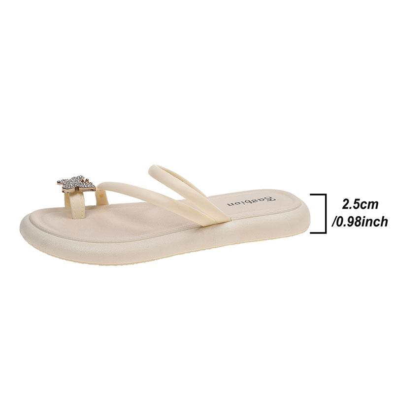 Fashion Shiny Crystal Butterfly Flat Slippers Women Plus Size Light Comfort Clip Toe Slippers Summer Thick Sole Platform Casual Slides