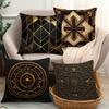 Black Gold Geometric Vintage Art Print Throw Pillow Cover Polyester Cushion Cover Home Decor Pillow Cover with Zipper