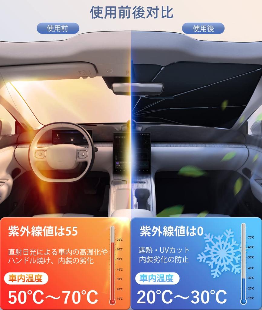 CHICHL 2025 Improved Edition, Car Sun Shade, Front Sun Shade, Umbrella Type, Car Parasol,