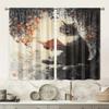 2Pcs Artistic Cat Reading Print Blackout Curtains, Polyester Rod Pocket Drapes For Bedroom, Living Room, Office - Fade-Resistant