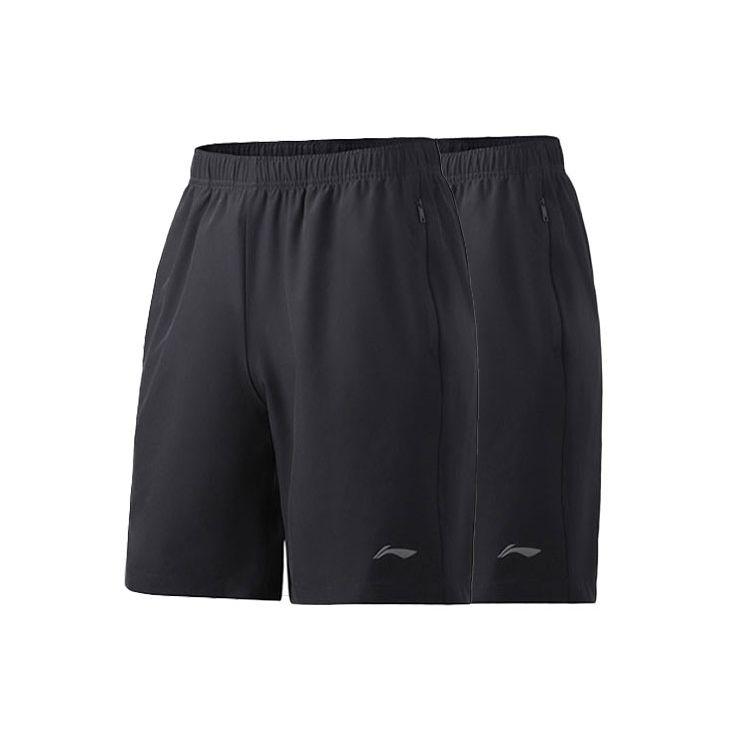 Li Ning Training Series Logo Print Breathable Casual Running Shorts Men Shorts Black AKSR111-1