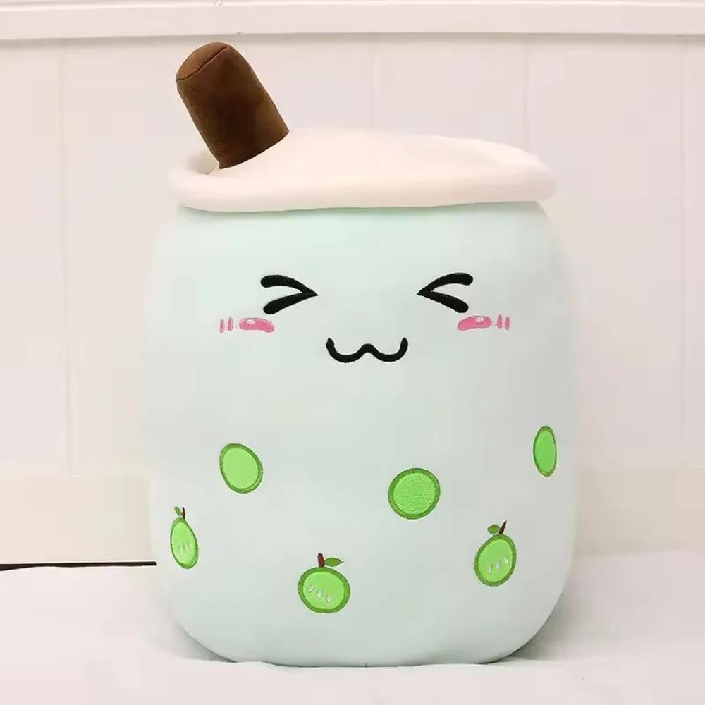 Kawaii Fruit Drink Plush Stuffed Soft Pink Strawberry Milk Tea Plush Boba Tea Cup Toy Bubble Tea Pillow Cushion Kids Gift