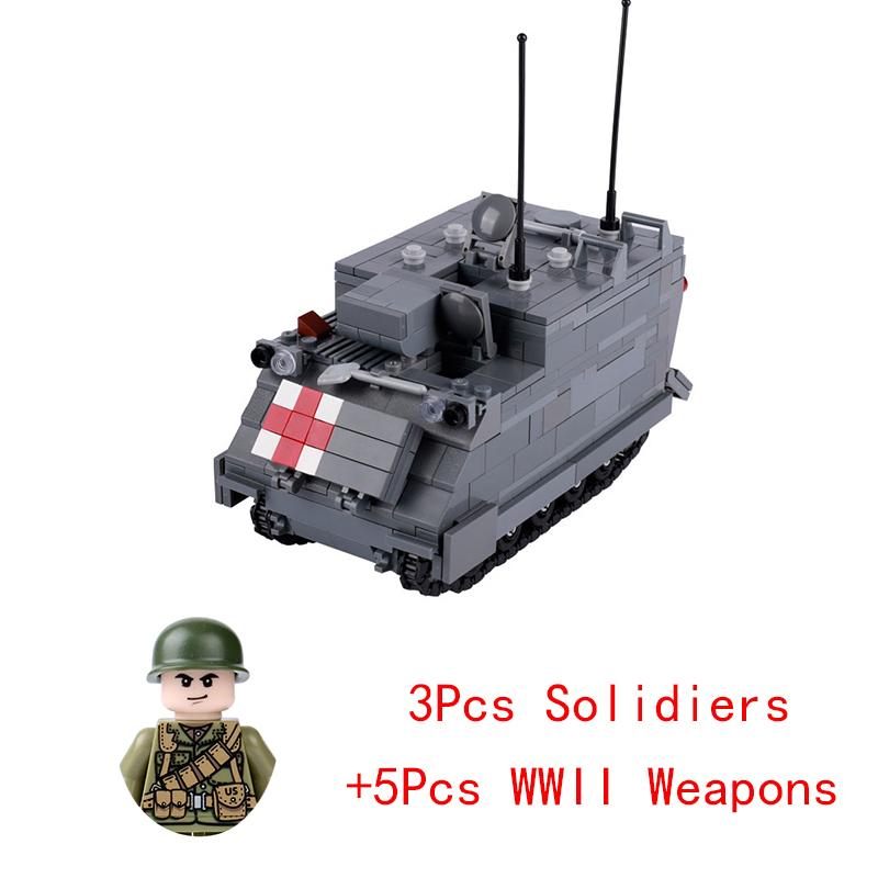 Non-Toxic Wwii Military North African Campaign Wheeled Armored Vehicle Tank Cannon Soldier Figures Building Blocks Weapon Truck Army Toy