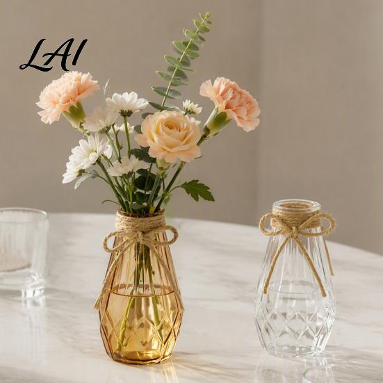 Minimalistische Schreibtischvase Dekorative Blumenvase Transparenter Glasstil Halter für Zuhause Vasen Deko Deko Moderner Verdickter Blumengefäß Frisch Und