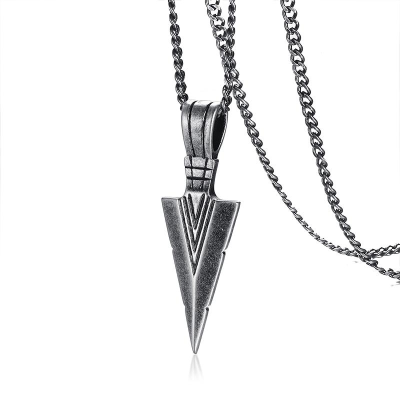 Mens Arrow Pendant Necklace for Men Stainless Steel Male Punk Retro Jewelry