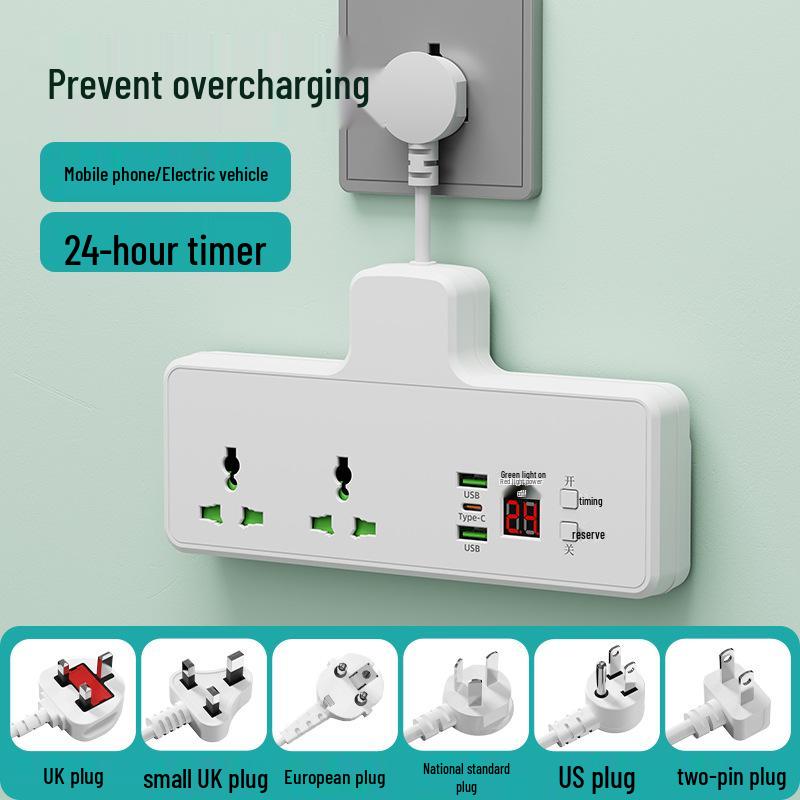 International Smart Timer Socket with Overcharge Protection (Hong Kong, Israel, South Korea, Russia, Europe, Australia Compatible).