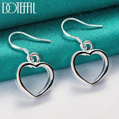 Romantic Heart Earrings Silver Charm Jewelry