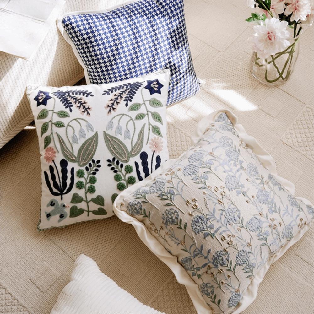 Exquisite Embroidery Floral Swallow Cushion Cover Square Soft Throw Pillow Cover Skin-friendly Sofa Pillowcase Living Room