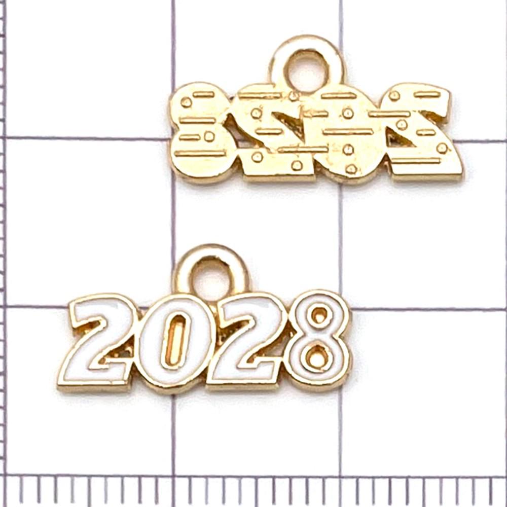 10 Colorful Enamel 2028 Year Number Charms for DIY Jewelry and Accessories