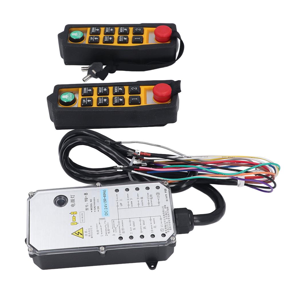 Industrial Remote Control Waterproof Dual Handle Electric Lift Wireless Switch Transmitter Receiver with Lock DC24V