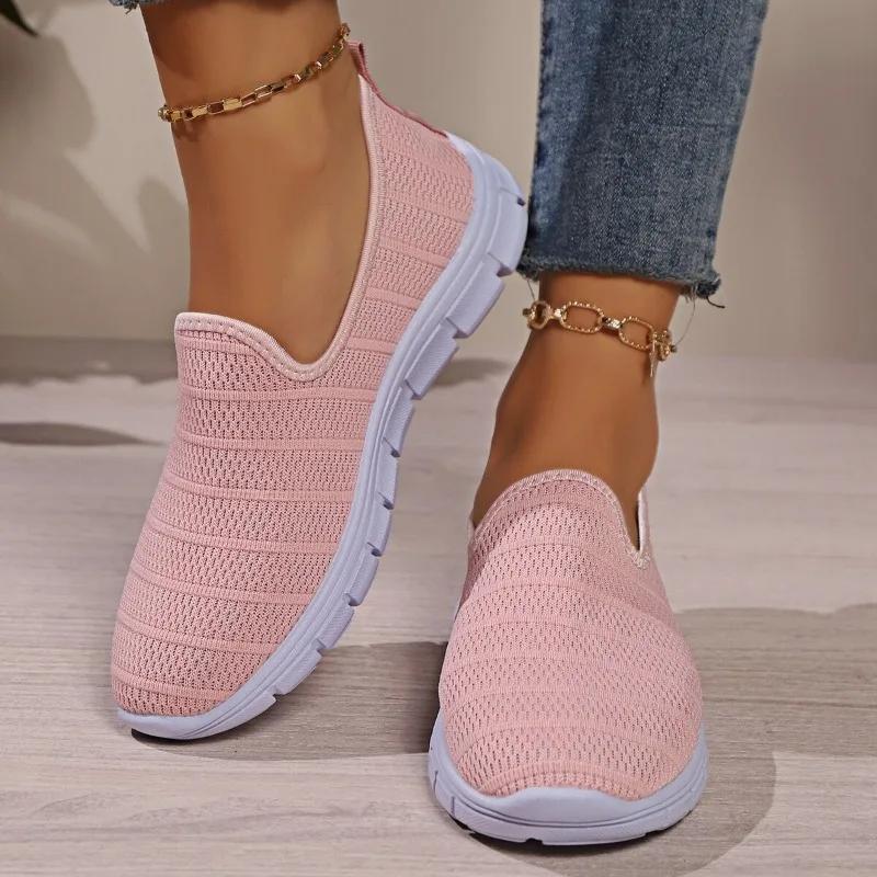 2024 Summer Sneakers Slip on Flat Shoe Women's Casual Loafers Walking Shoe Outdoor Mesh Soft Bottom Sports
